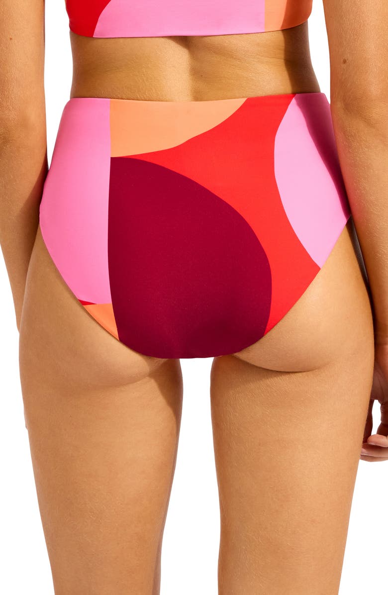 Seafolly High Waist Bikini Bottoms, Alternate, color, Flame