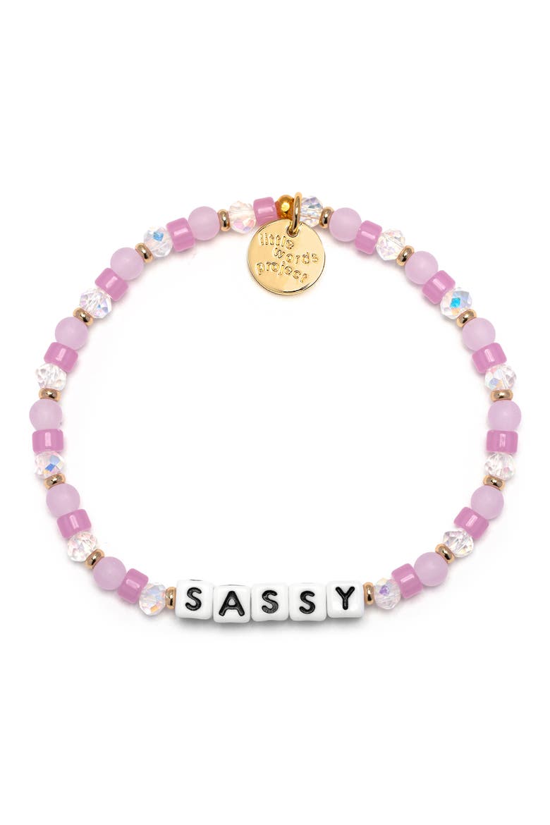 Sassy Beaded Stretch Bracelet, Main, color, WHITE/ LAVENDER