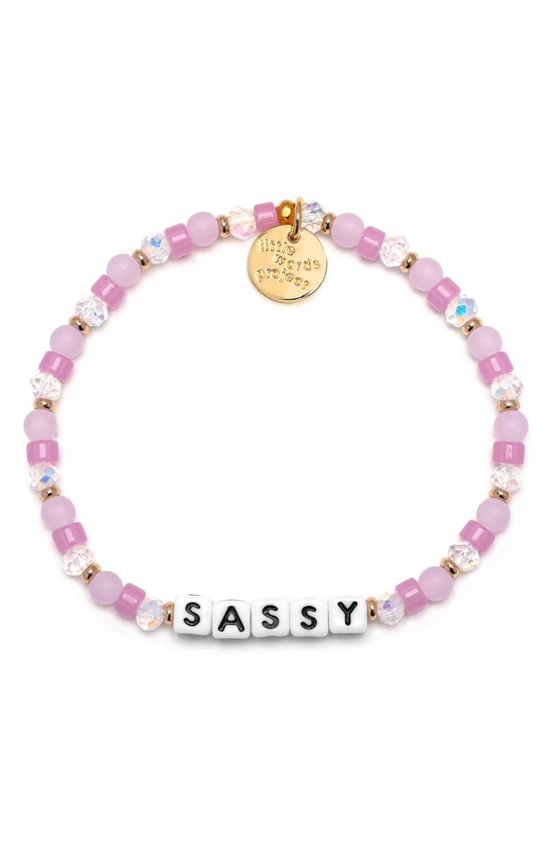 Little Words Project Sassy Beaded Stretch Bracelet, Main, color, White/ Lavender