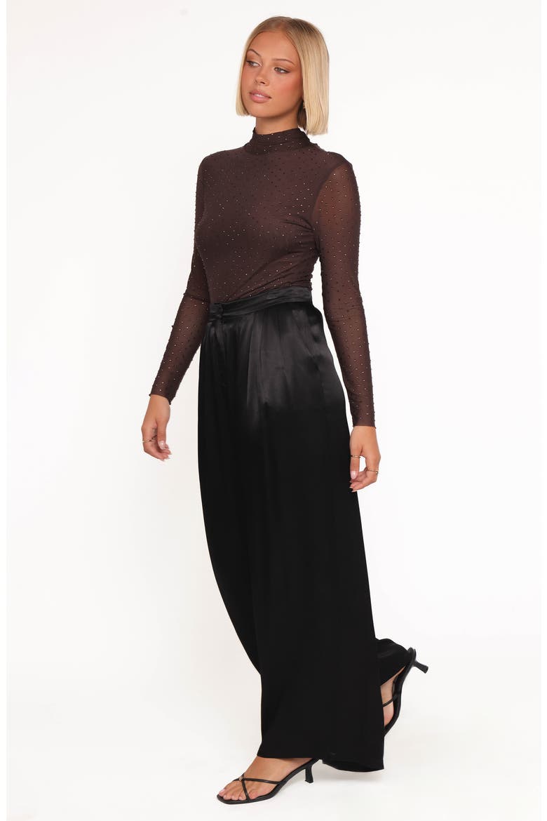 Joyce Pleated Satin Wide Leg Pants, Alternate, color, BLACK