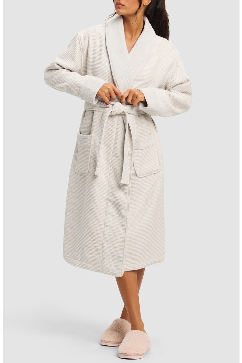 Waffle Terry Bath Robe, Main, color, LIGHT GREY