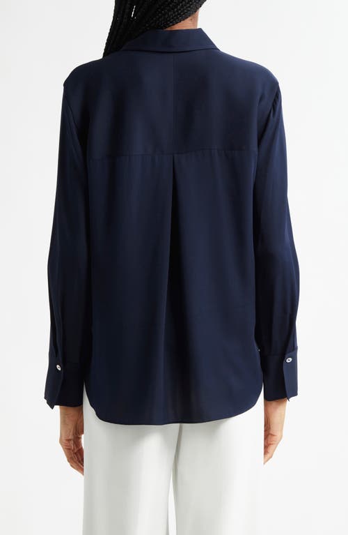 Vince Relaxed Linen Button-front Shirt In Blue