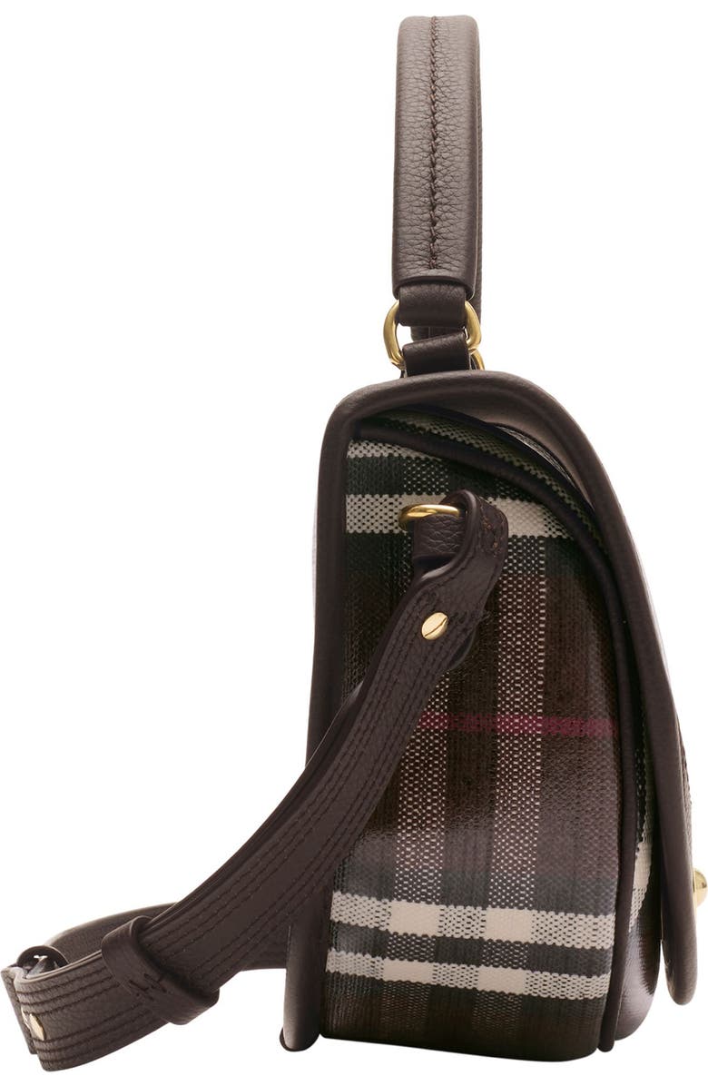 Burberry Highlands Check Coated Canvas & Leather Top Handle Bag, Alternate, color, Mahogany