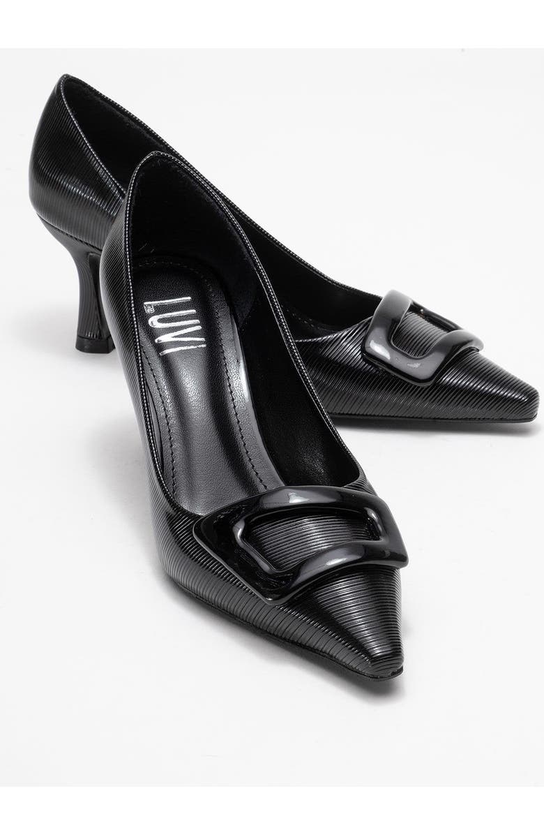 Prologue Shoes Astra Buckle Pointed Toe Pump, Alternate, color, Black