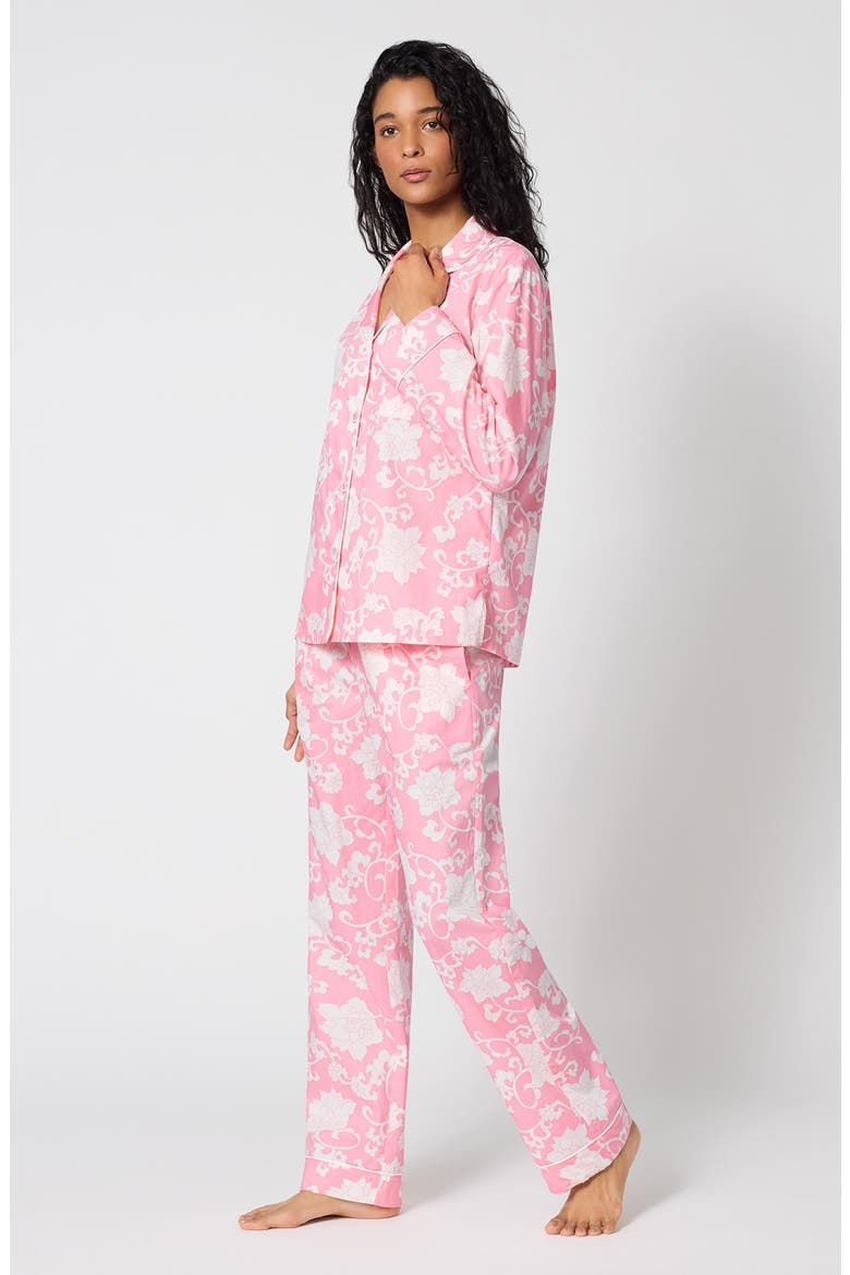 Striped Cotton Pajamas, Alternate, color, DYNASTY PINK