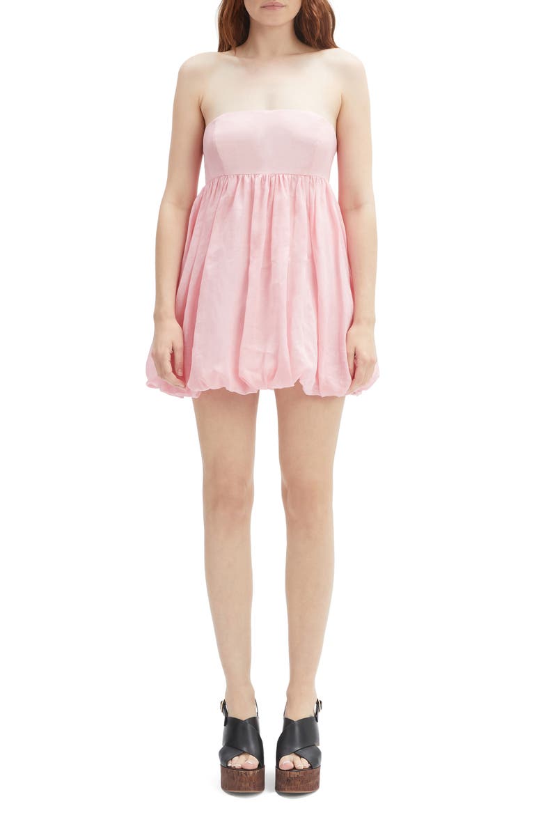 Benita Strapless Bubble Hem Babydoll Minidress, Main, color, PETAL PINK