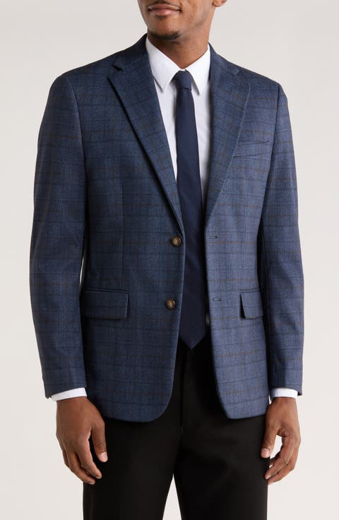 Slim Fit Plaid Stretch Knit Blazer