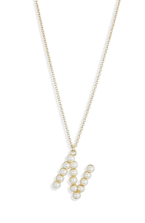 Imitation Pearl Initial Pendant Necklace