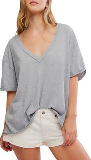 Free People Nina V-Neck Cotton T-Shirt