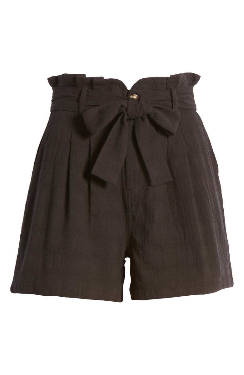 Good Luck Gem Textured High Paperbag Waist Shorts, Alternate, color, 
