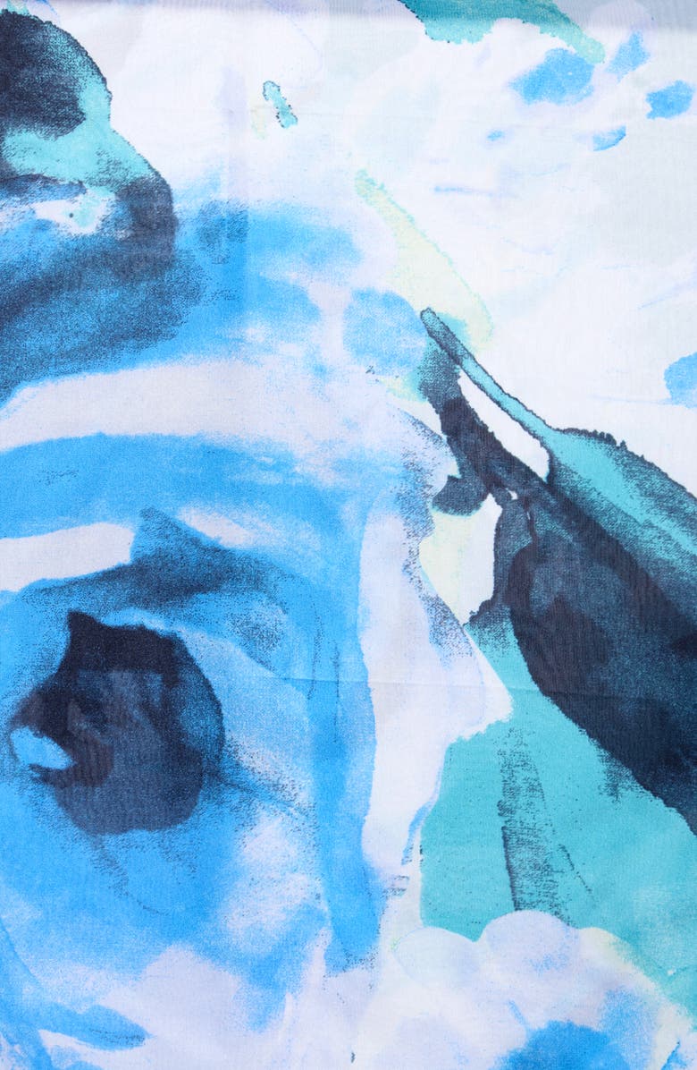 Vince Camuto Watercolor Floral Print Square Scarf, Alternate, color, Blue Multi