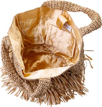 Siggy Fringe Faux Raffia Tote