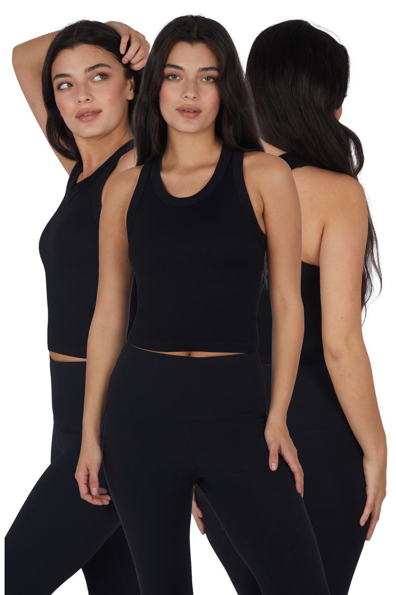 3-Pack Seamless Crop Tanks, Main, color, BLACK / BLACK / BLACK
