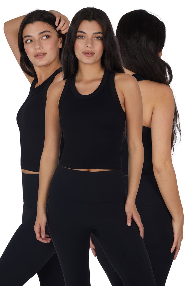 90 DEGREE BY REFLEX 3-Pack Seamless Crop Tanks, Main, color, Black / Black / Black