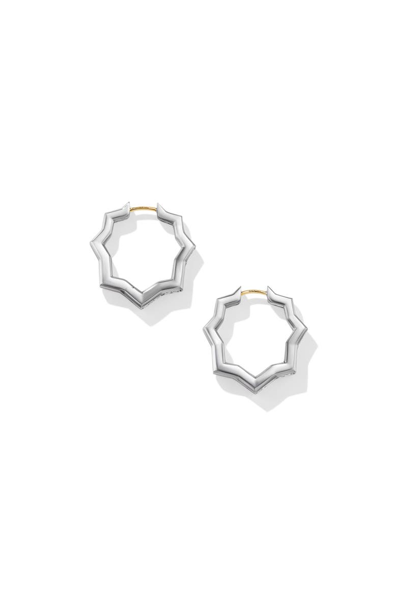 Stax Zigzag Hoop Earrings with Diamonds, 22.8mm, Alternate, color, STERLING SILVER