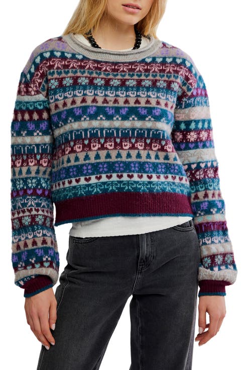 Favorite Things Mixed Print Wool Blend Sweater