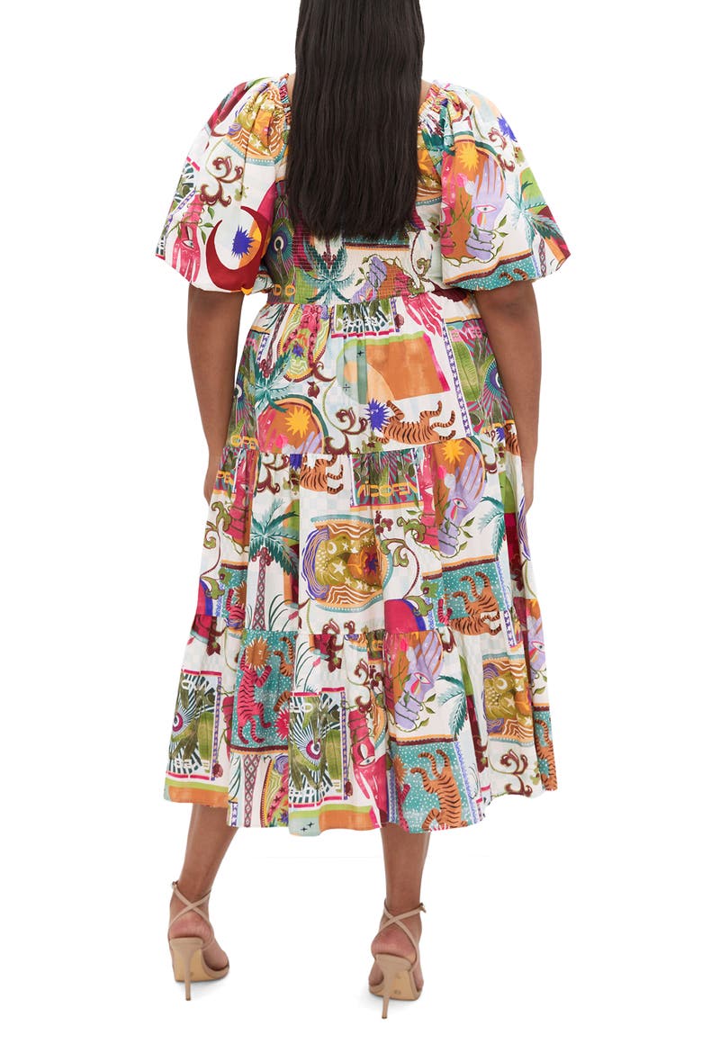 Simona Print Midi Dress, Alternate, color, DREAMSCAPE