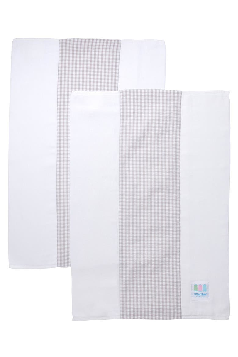 Big Check Set of Two Burp Cloths, Alternate, color, Grey
