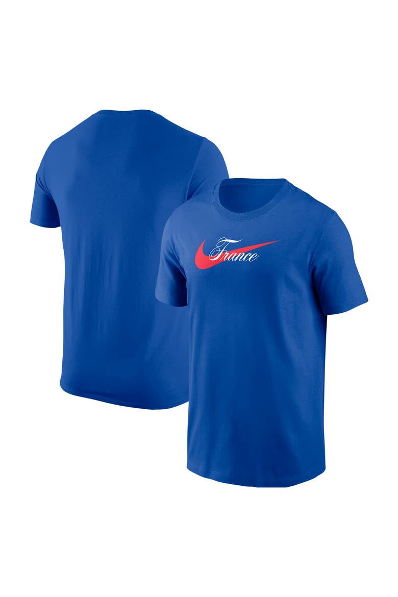 Men's Nike  Royal France National Team Team Wordmark Swoosh Core T-Shirt, Main, color, Royal