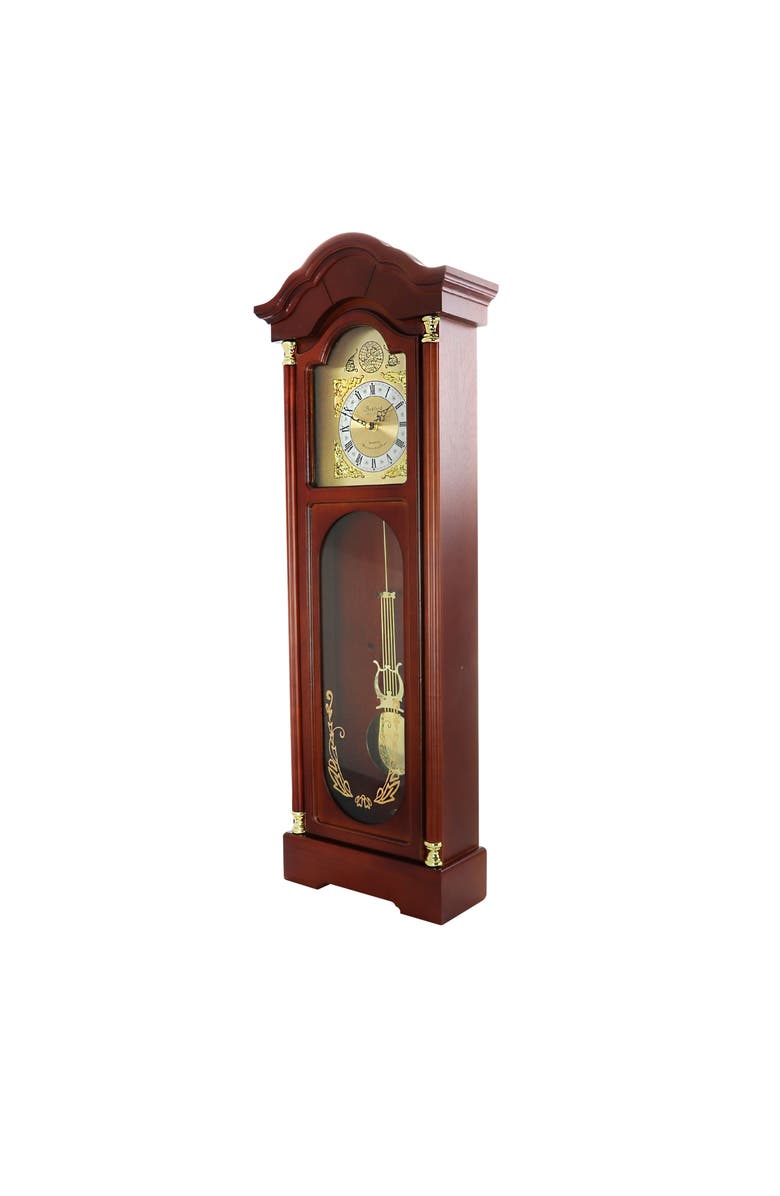 Bedford Clock Collection 33in Chiming Pendulum Wall Clock, Alternate, color, Cherry Oak