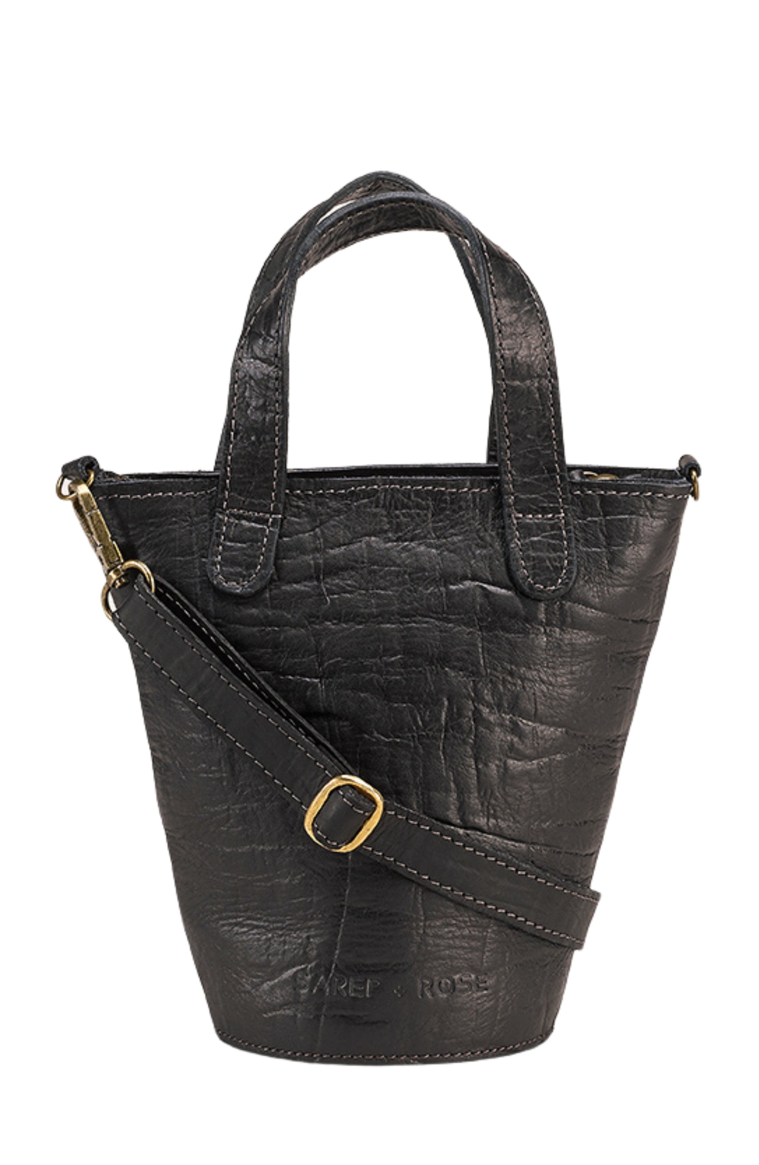 Sarep + Rose Sara Mini Leather Tote Bag, Main, color, Black Elephant