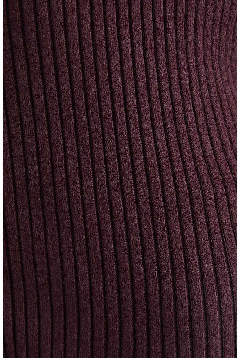 Vinyl Trim Ribbed Cardigan, Alternate, color, BURGUNDY