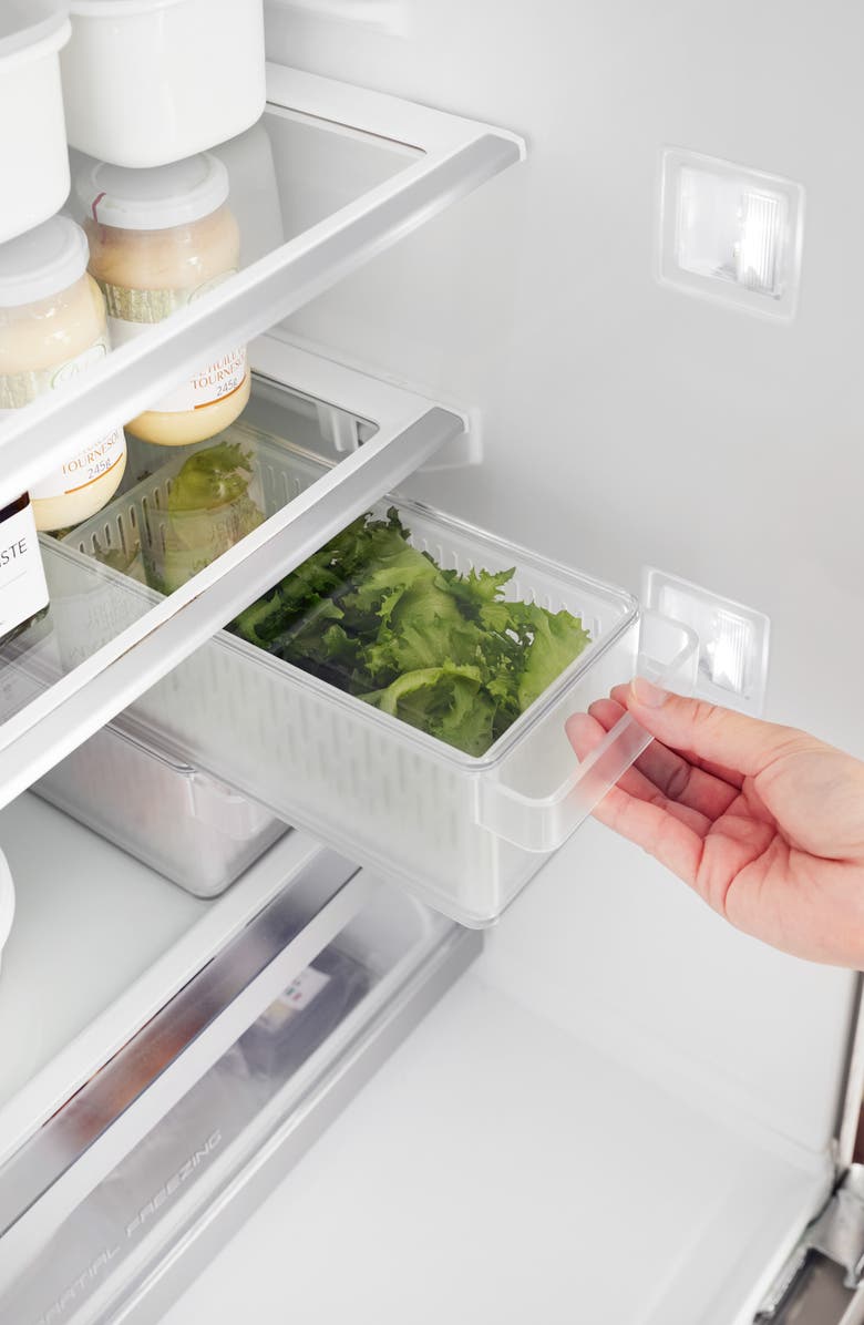 Yamazaki Divided Fridge Colander with Lid, Alternate, color, White