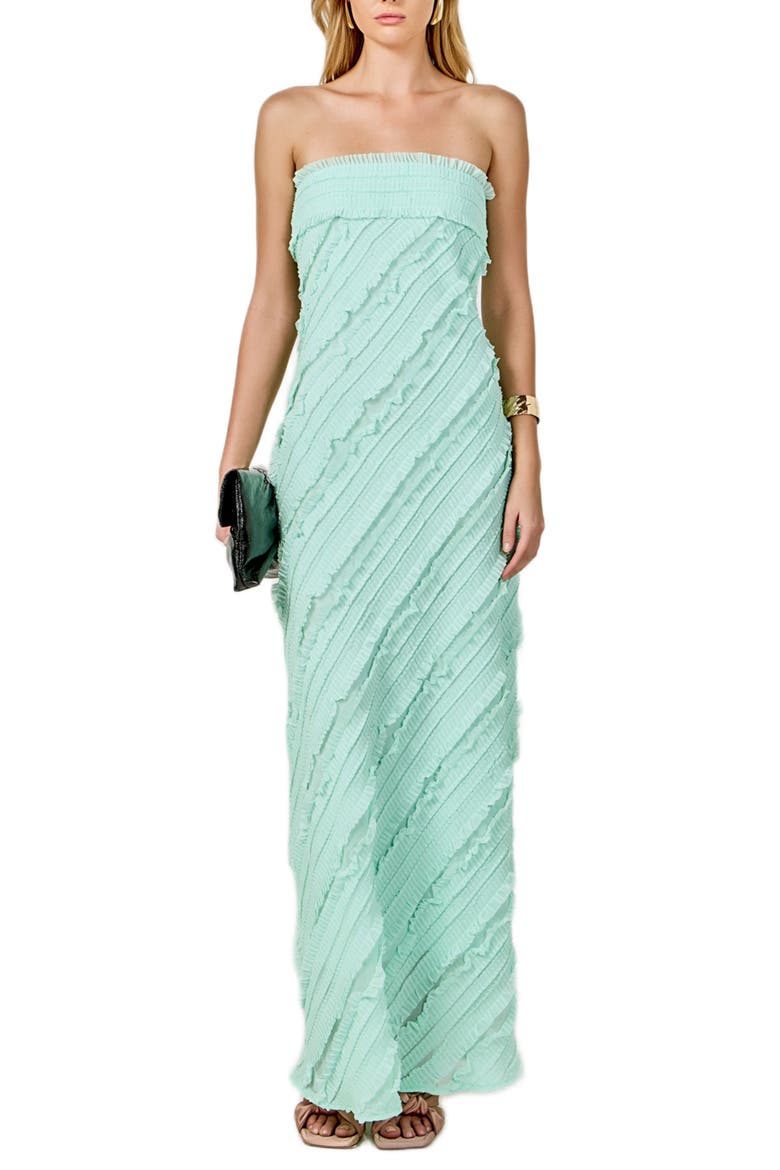 Ruffle Strapless Maxi Dress, Main, color, MINT