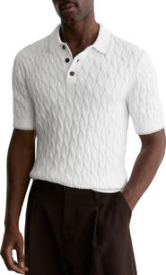 Reiss Denby Cable Knit Polo