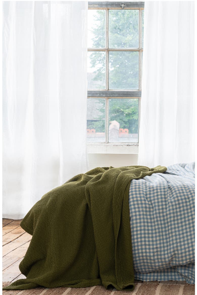 Waffle Cotton Throw Blanket, Alternate, color, BOTANICAL GREEN