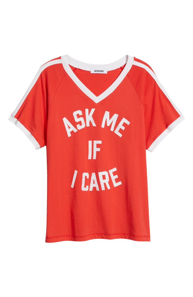 Daydreamer Ask Me if I Care V-Neck Cotton Graphic T-Shirt, Alternate, color, 
