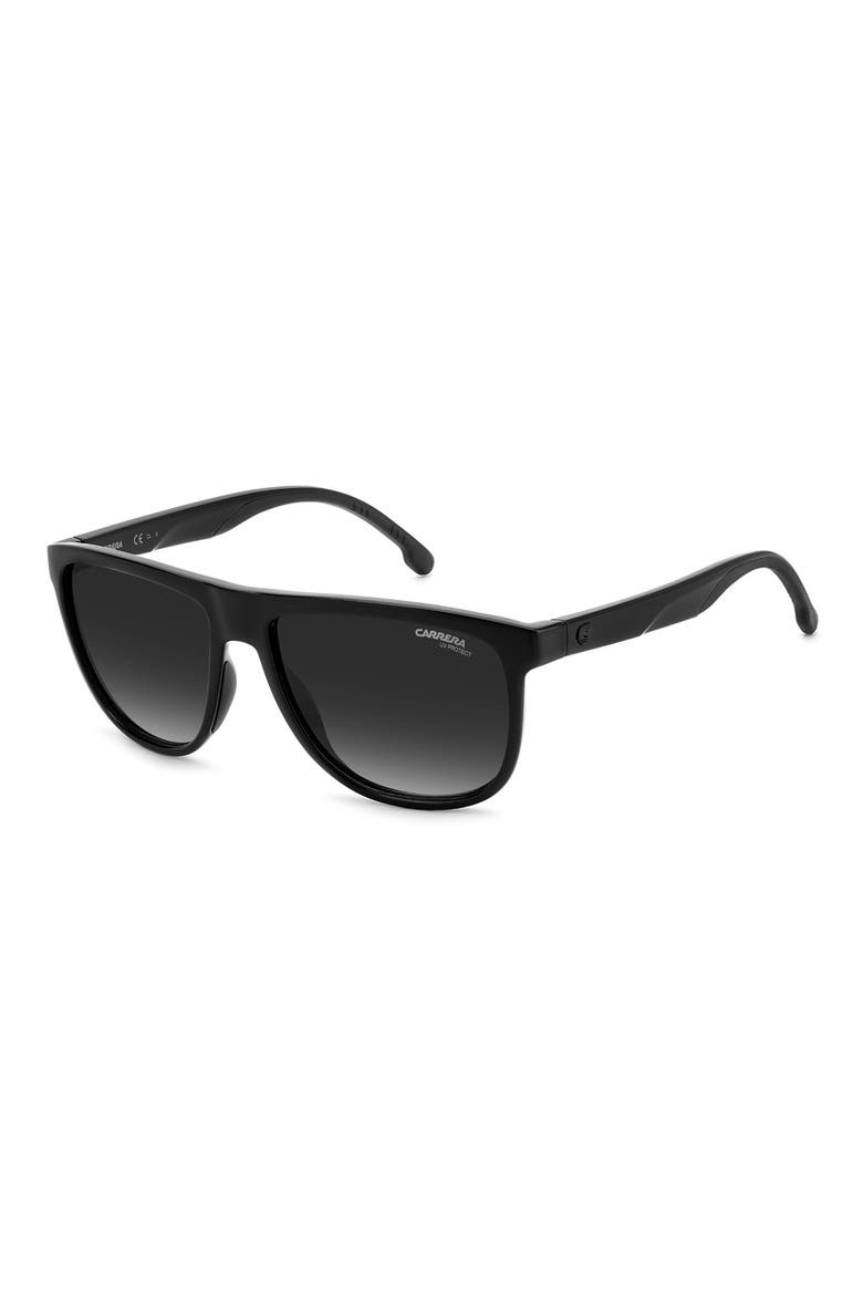 58mm Gradient Polarized Square Sunglasses, Alternate, color, BLACK