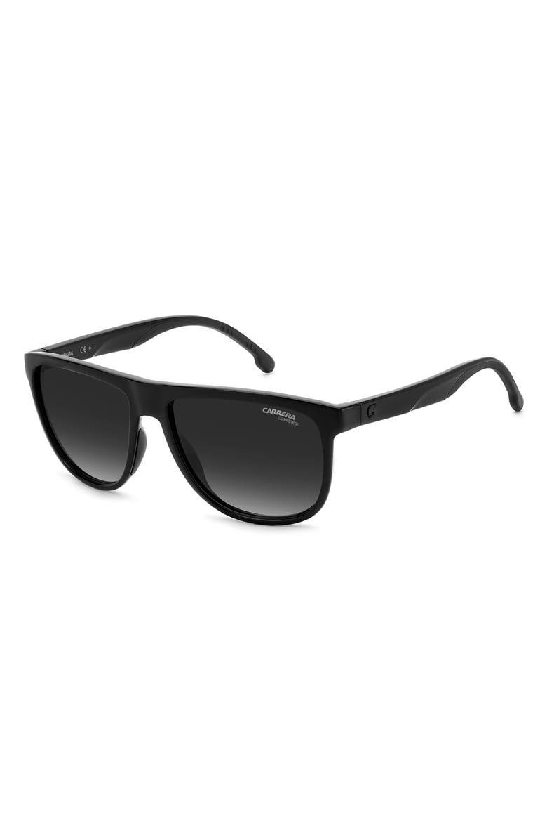 Carrera Eyewear 58mm Gradient Polarized Square Sunglasses, Main, color, Black