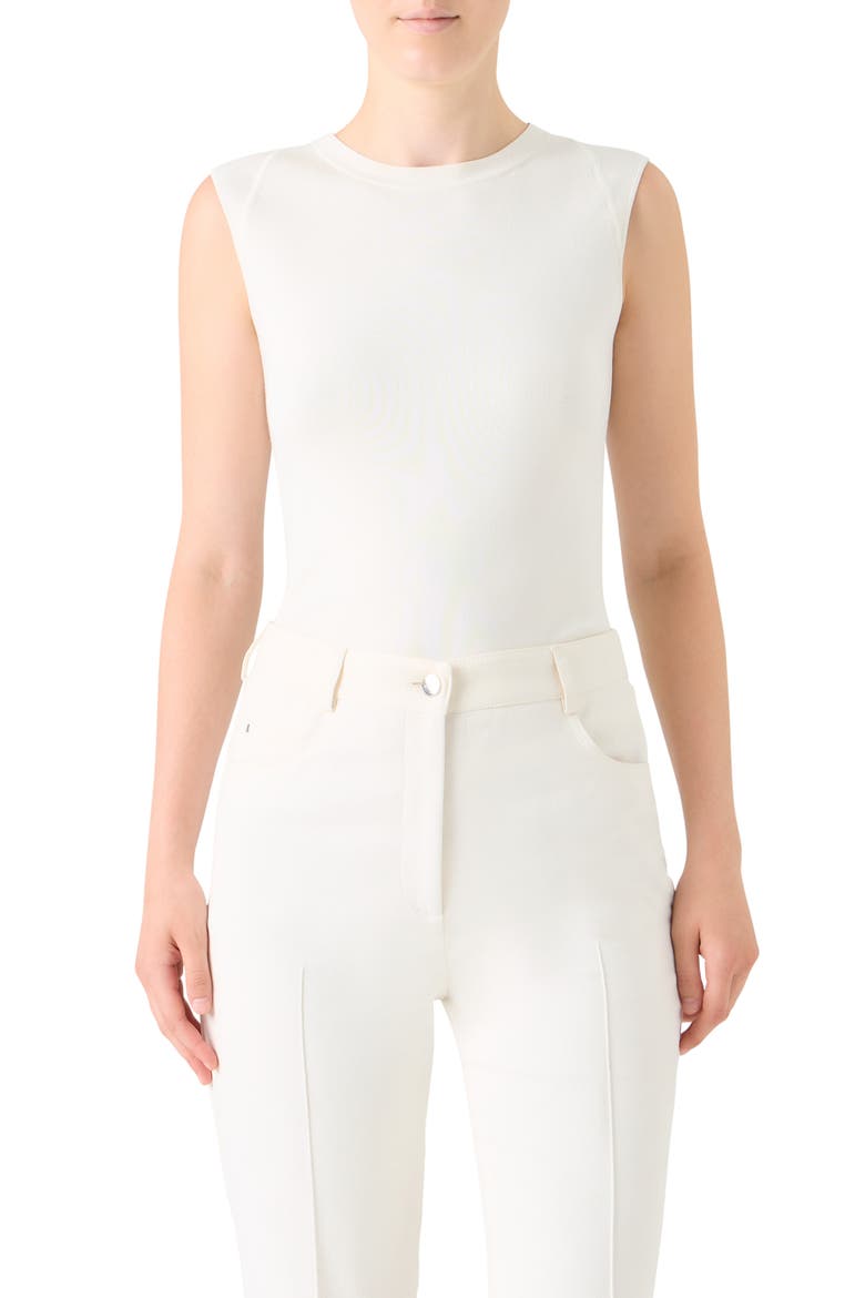 Sleeveless Silk Rib Top, Main, color, ECRU