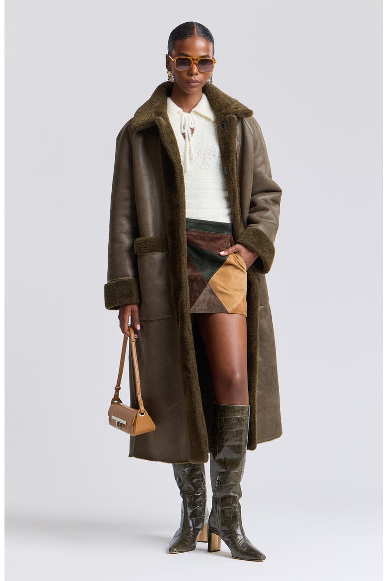 Reversible Faux Fur Maxi Coat, Alternate, color, DARK OLIVE