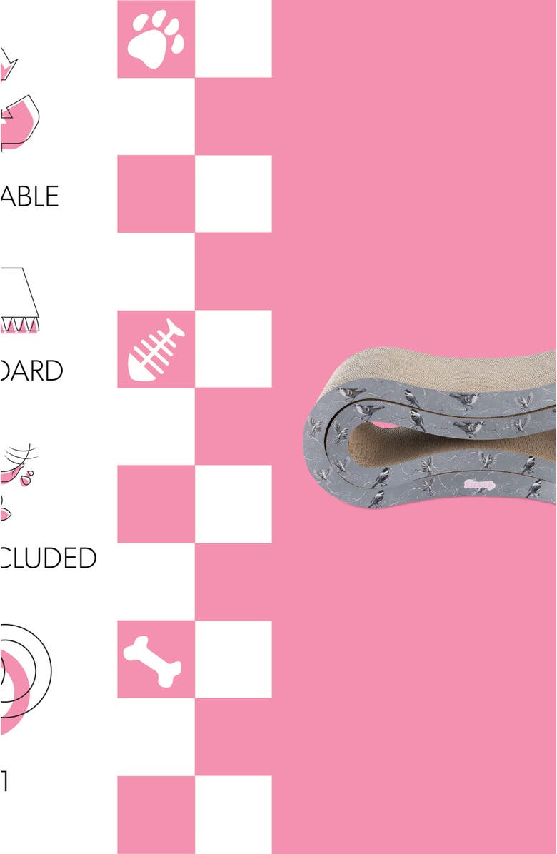 The Licker Store Suvi 26" Modern Cardboard Infinity 2-in-1 Lounge Bed Cat Scratcher with Catnip, Alternate, color, Gray