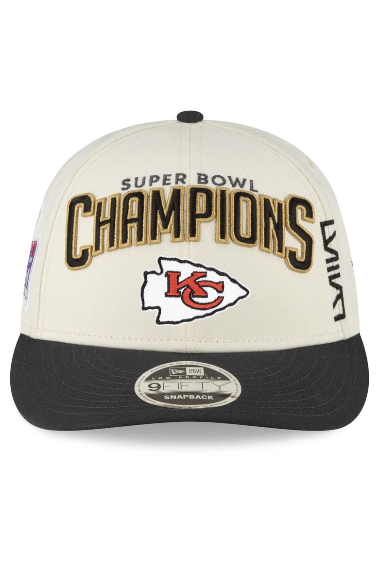 Men's New Era  Cream/Black Kansas City Chiefs Super Bowl LVIII Champions Locker Room Low Profile 9FIFTY Adjustable Hat, Alternate, color, Cream