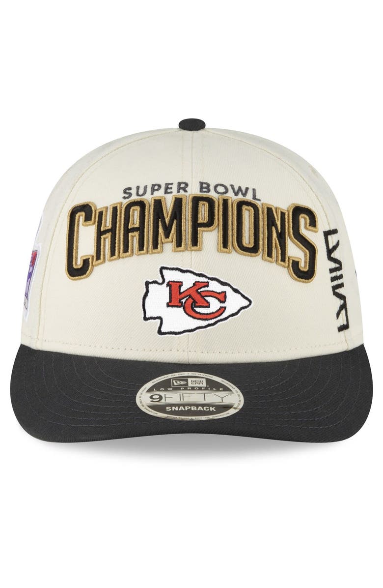 New Era Men's New Era Cream/Black Kansas City Chiefs Super Bowl LVIII Champions Locker Room Low Profile 9FIFTY Adjustable Hat, Alternate, color,