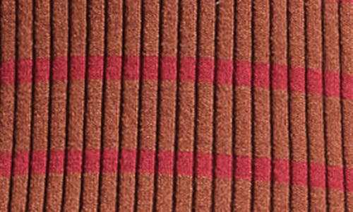 Isaac Mizrahi New York Stripe Ruffle Rib Polo Sweater In Red