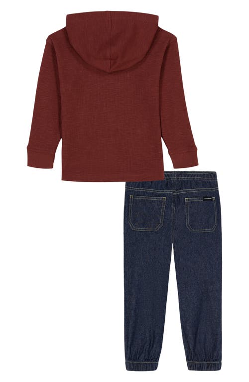 Lucky Brand Kids' Logo Knit Hoodie & Joggers Set In Burgundy