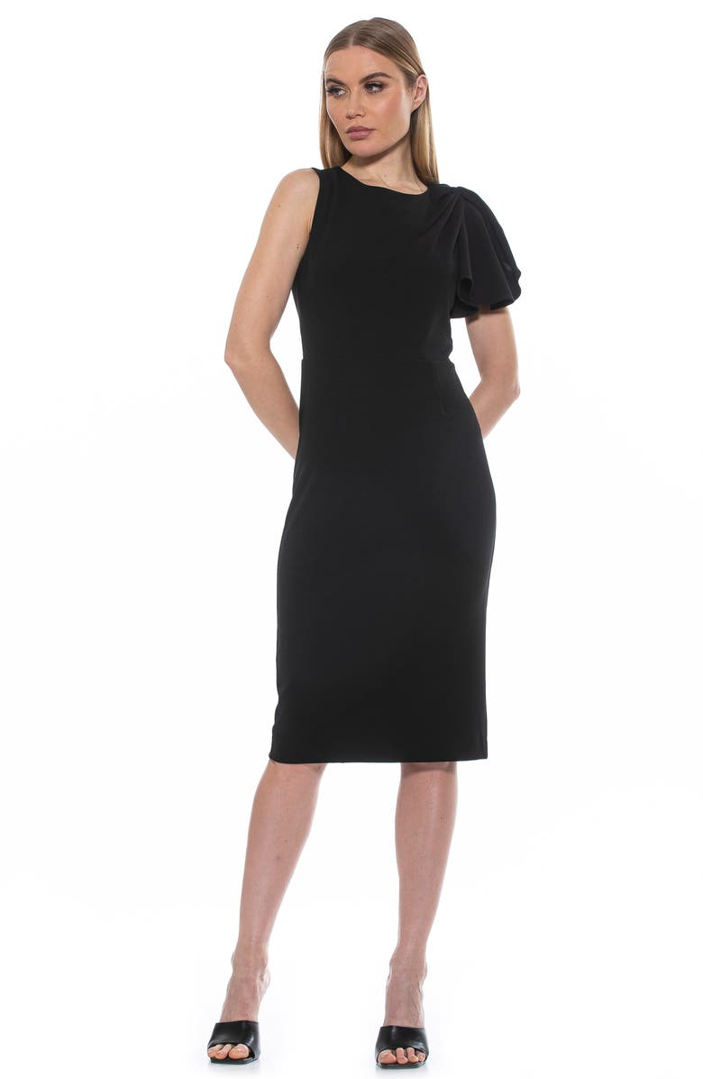 Alexia Admor Draped Sheath Midi Dress, Alternate, color,