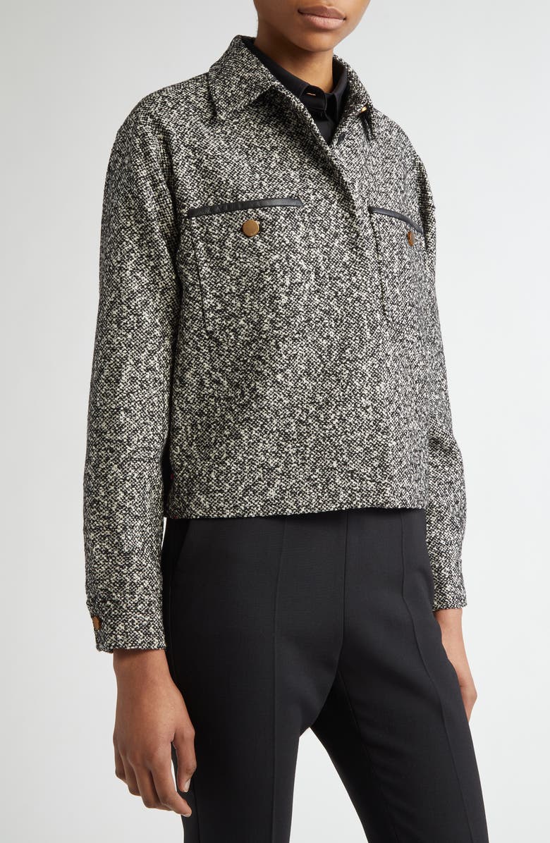 Max Mara Demien Wool Blend Tweed Jacket, Alternate, color, Black White