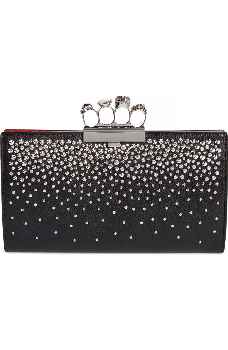 McQueen Alexander McQueen Studded Knuckle Clasp Leather Clutch, Main, color,
