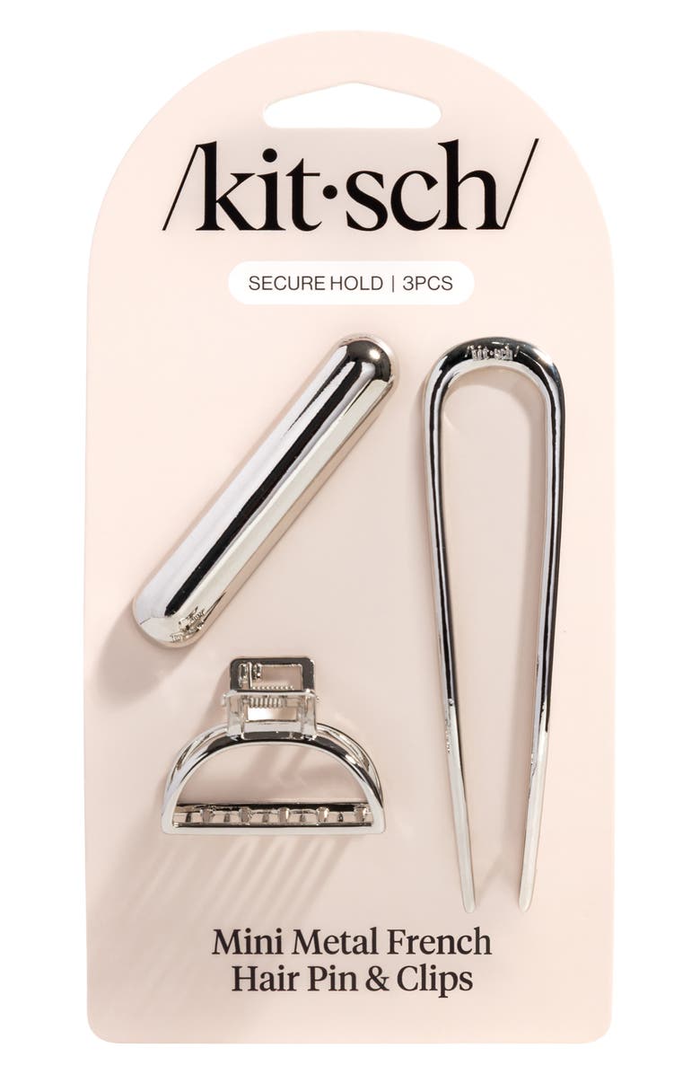 Kitsch 3-Piece French Hair Pin & Clips Set, Alternate, color, Silver