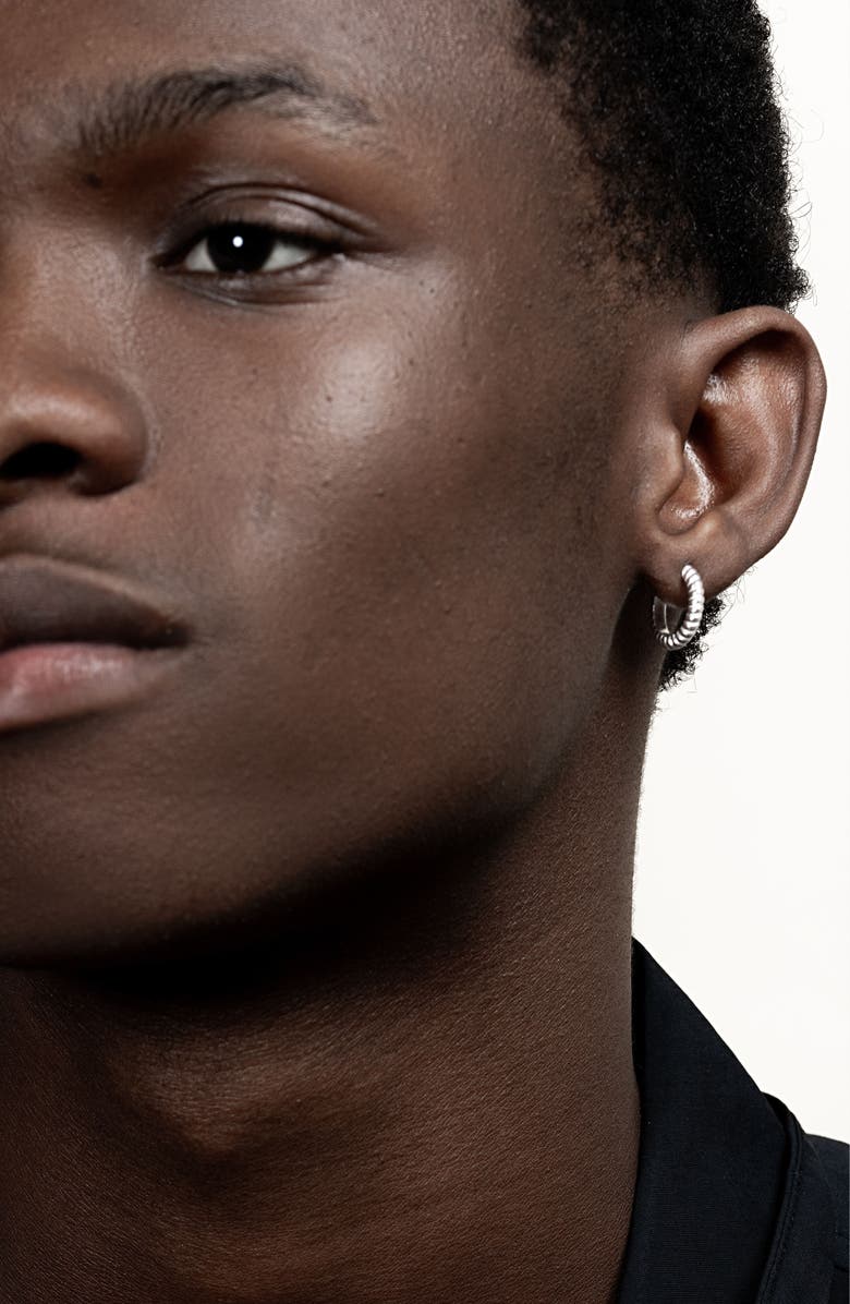 Dower & Hall Men's Small Twist Hoops, Alternate, color, Sterling Silver