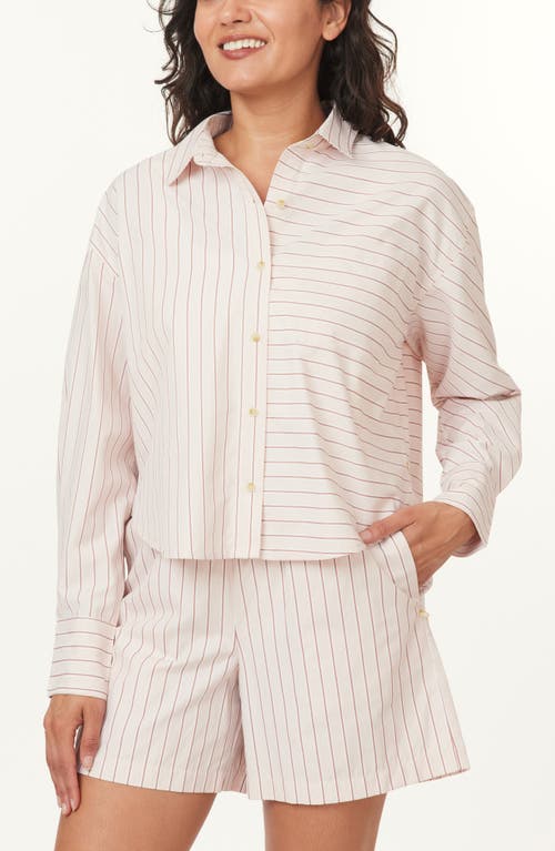 Scotch & Soda Mixed Stripe Crop Button-up Shirt In White