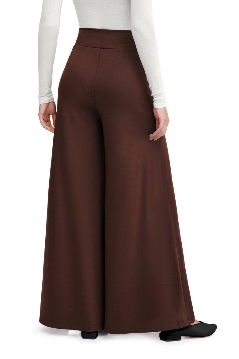 Georgia High Waist Wide Leg Ponte Knit Pants, Alternate, color, BROWN