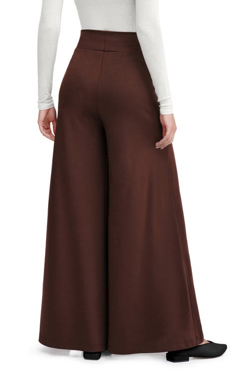 Marcella Georgia High Waist Wide Leg Ponte Knit Pants In Brown