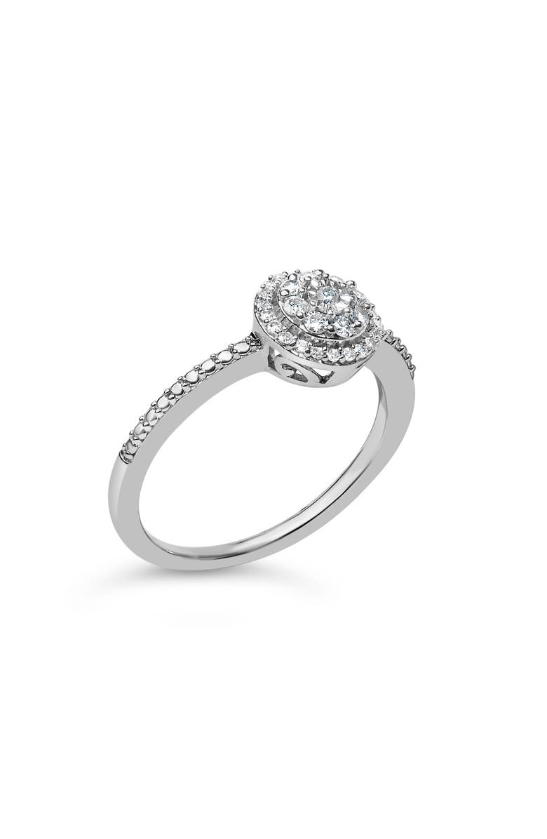 Haus of Brilliance Sterling Silver 1/5 Cttw Diamond Round Motif Halo Ring, Alternate, color, Silver