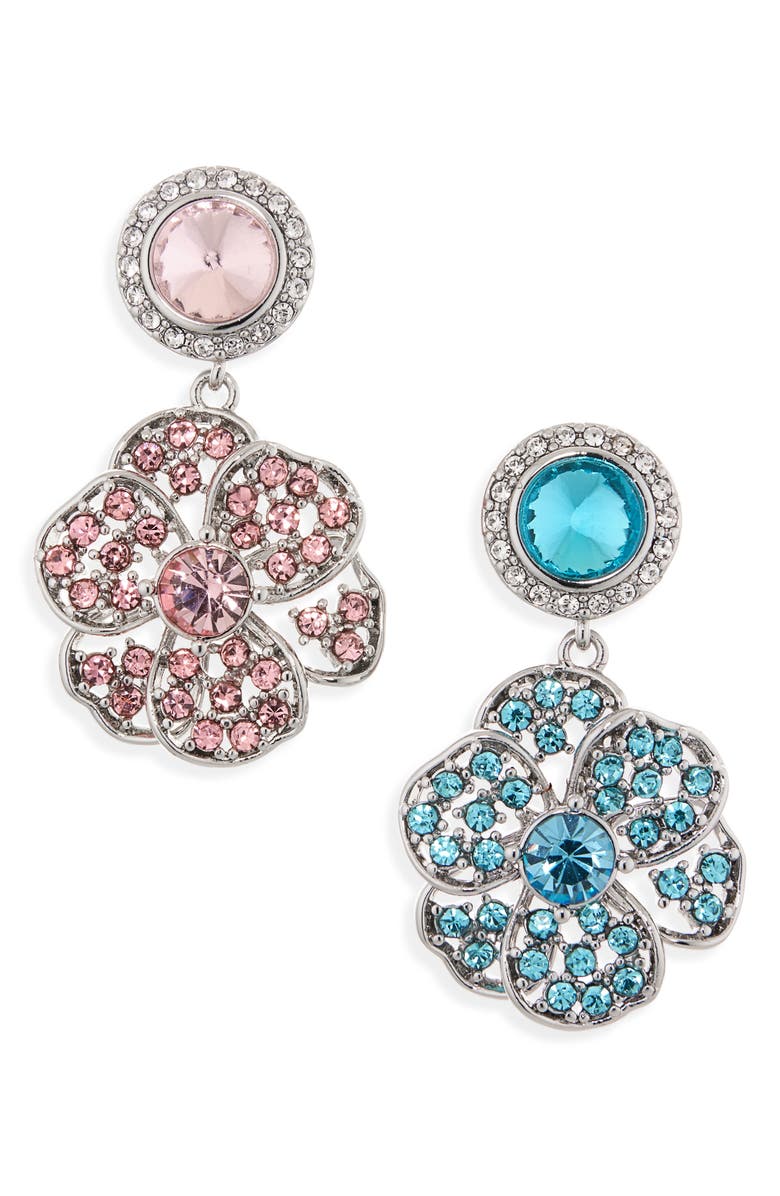 Kurt Geiger London Mismatched Flower Drop Earrings, Main, color, 